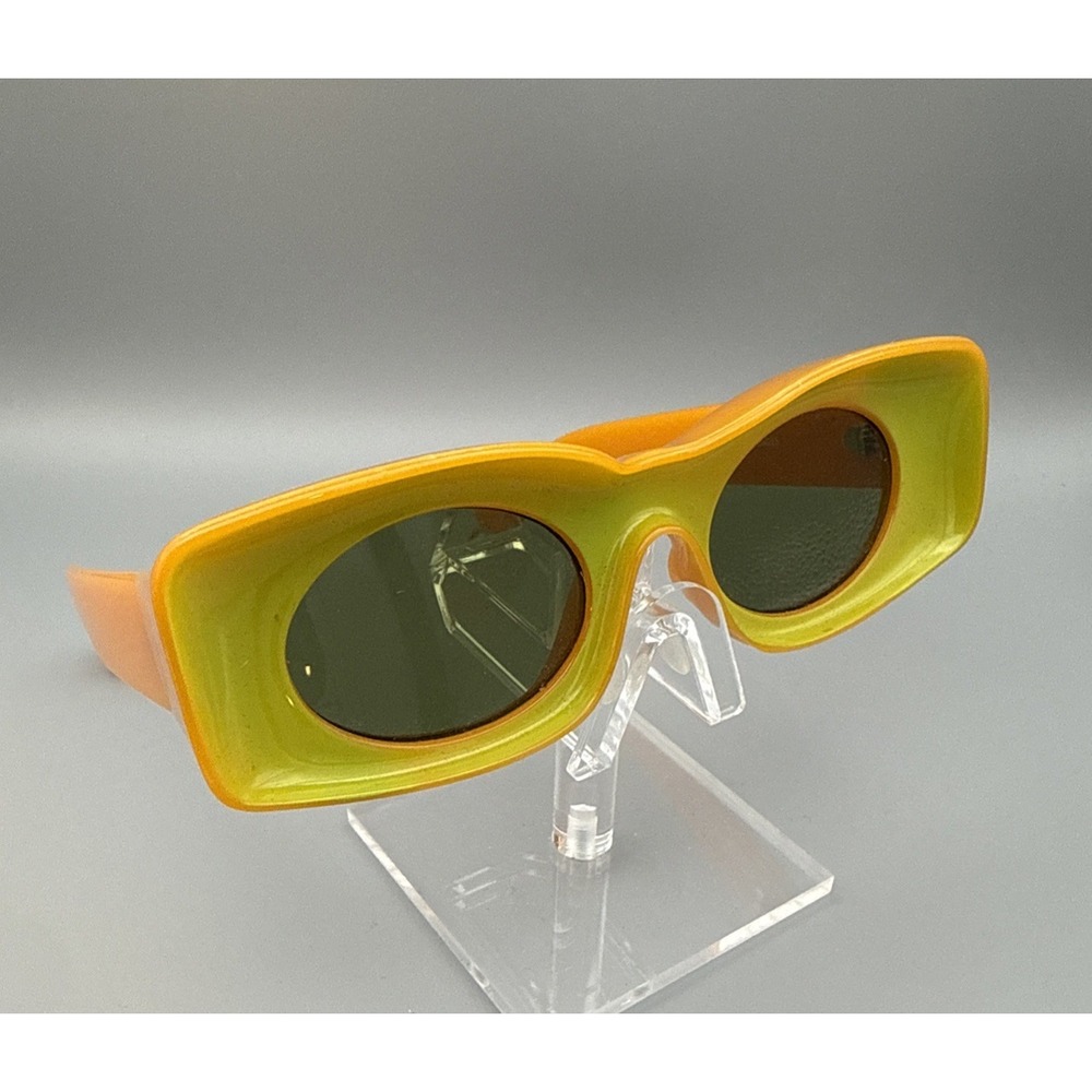 Vintage Wedge Mod Hip 70S Sunglasses Mid Century Modern Chartreuse Orange Artsy!